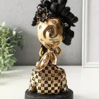 Бюст полистоун "Девушка с цветком, в наряде в клетку" чёрный 13,3х12,3х29,5 см Бюст полистоун "Девушка с цветком, в наряде в клетку" чёрный 13,3х12,3х29,5 см
