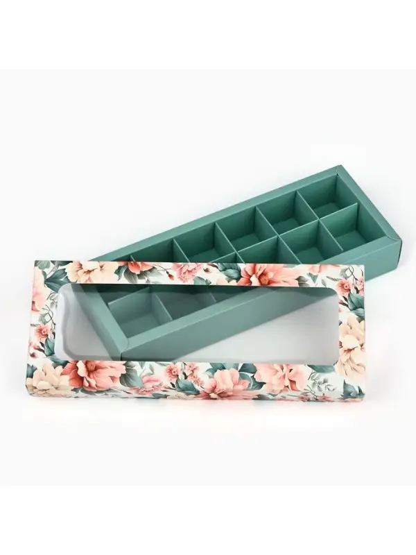 Коробка складная под 12 конфет &laquo;Цветы&raquo;, 3.8&times;10.5&times;26.5 см