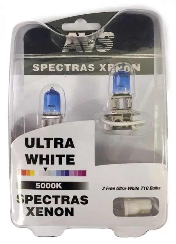 Газонаполненные лампы AVS SPECTRAS Xenon 5000K H3 12V 75W, комплект 2+2 (W5W) шт.