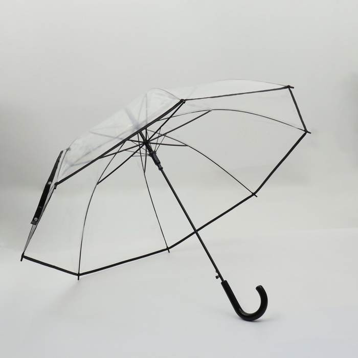 Зонт - трость полуавтоматический «Однотон», 8 спиц, R = 51/58 см, D = 116 см, цвет прозрачный Зонт - трость полуавтоматический «Однотон», 8 спиц, R = 51/58 см, D = 116 см, цвет прозрачный