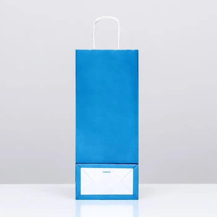 Пакет под бутылку крафтовый «Лазурный», 14×8×32 см Пакет под бутылку крафтовый «Лазурный», 14×8×32 см