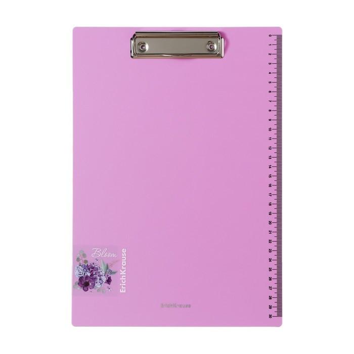 Планшет пластиковый с зажимом А4, ErichKrause Планшет пластиковый с зажимом А4, ErichKrause "Matt Pastel Bloom", шкала 30см, в пакете, МИКС