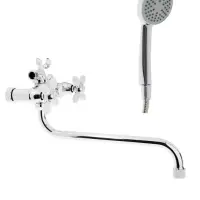 Смеситель для ванны Accoona A7182G, двухрычажный, белый/хром