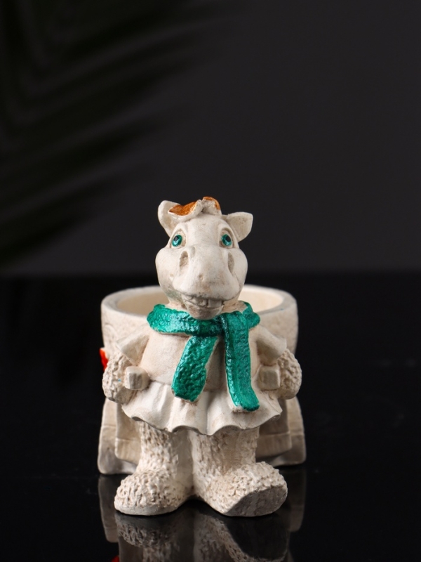 Фигурное Кашпо Фигурное Кашпо "Лошадь с тележкой" 10х10х6 см, бежевый