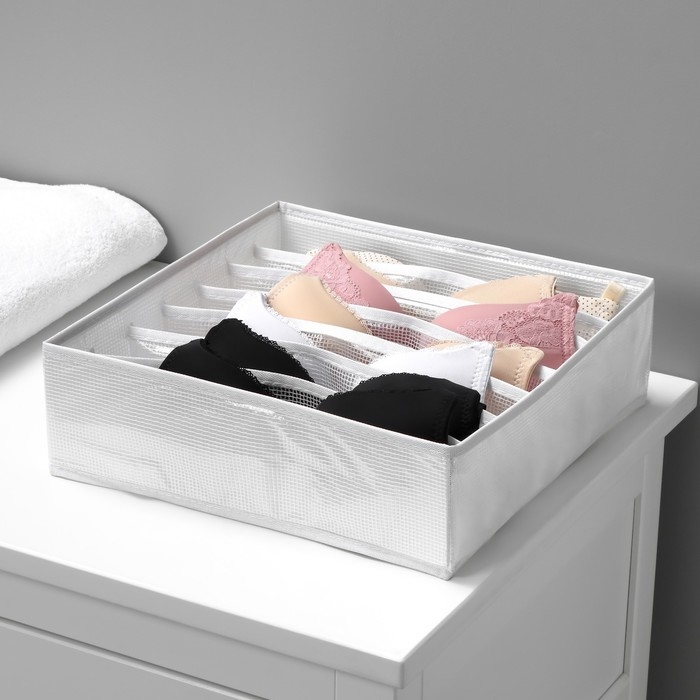 Органайзер для хранения белья LaDо́m, 7 ячеек, 32×32×10 см, цвет белый Органайзер для хранения белья LaDо́m, 7 ячеек, 32×32×10 см, цвет белый