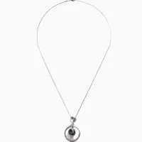 Кулон на цепочке &laquo;Юпитер&raquo;, серый в серебре, 72 см