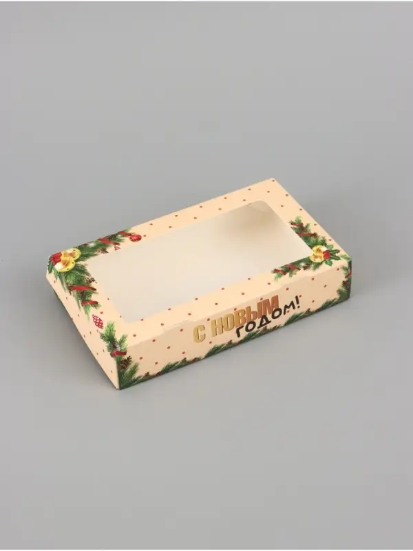 Коробка новогодняя складная &laquo;Праздничное настроение&raquo;, 20&times;12&times;4 см с окном