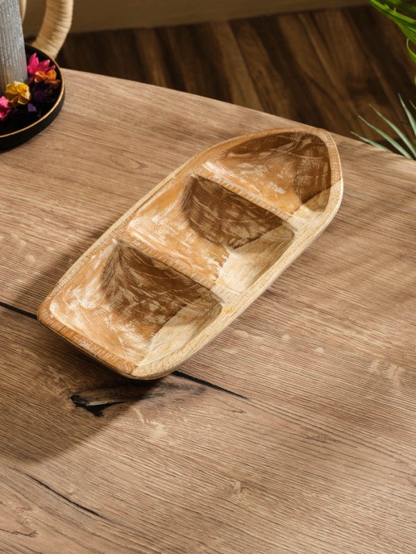 Менажница  Менажница "Лодочка"  дерево Джати, 30х13х5 см, цв. коричневый