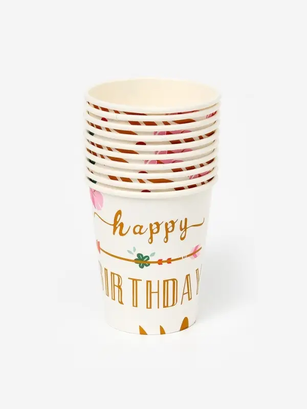 Бумажные стаканы "Happy birthday" (набор 10шт)