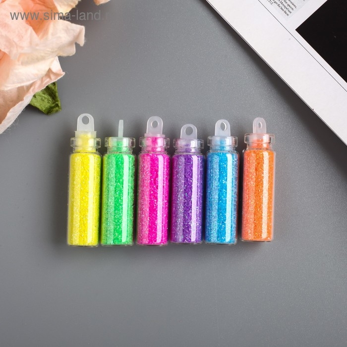 Глиттер набор 6 бутылочек Глиттер набор 6 бутылочек "Пастель", вес глиттера в 1 бут - 1,2 гр, цвет микс