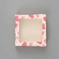 Коробка подарочная с окном &laquo;Воздушные сердца&raquo;, 20&times;20&times;4 см, самосборная