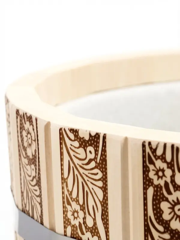 Ведро из липы, 15л,  пластиковая вставка, ручка-веревка "Русские узоры"