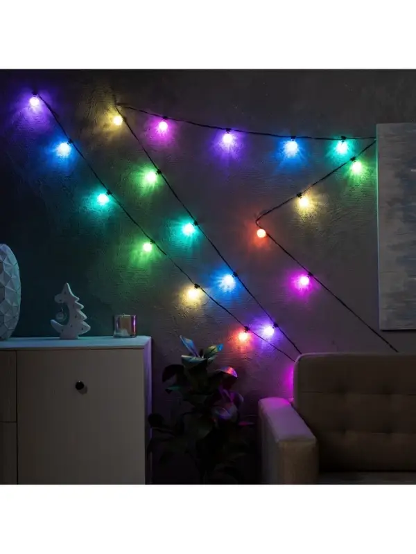 Умная гирлянда &laquo;Нить&raquo; 6 м с насадками &laquo;Калейдоскоп&raquo;, IP20, тёмная нить, 20 LED, свечение RGB, USB