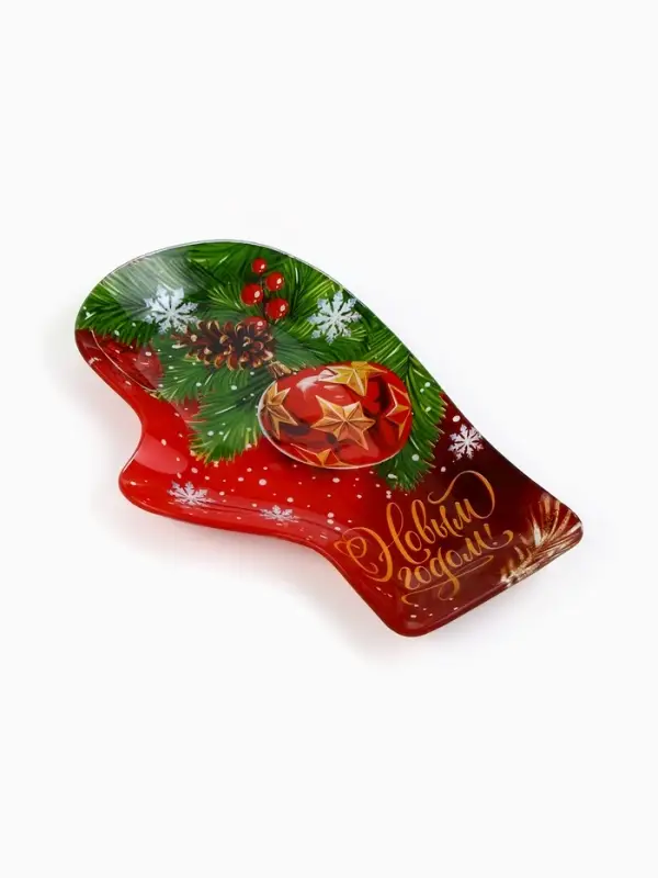 Блюдо новогоднее &laquo;С новым годом&raquo;, 22.5&times;14&times;2 см, стекло