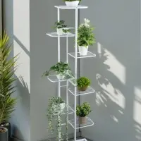 Подставка для цветов Greengo, 8 полок, 43&times;22&times;141 см, напольная, металл, белая