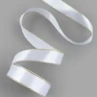 Лента атласная, с золотым люрексом, 25 мм, 23&plusmn;1 м, белая №001