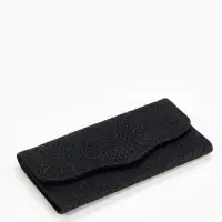 Кошелёк женский на магните, 19.5&times;2.5&times;9 см, с цветочным узором, чёрный