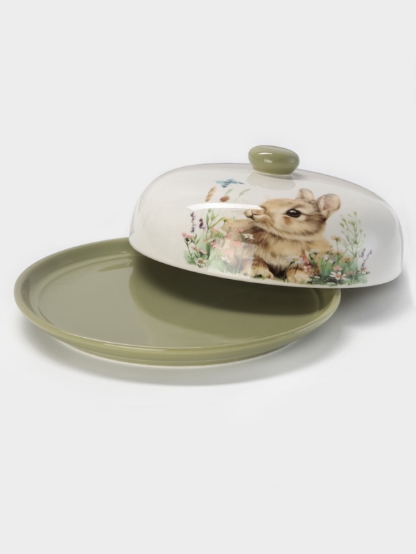 Блинница Доляна «Зайка» d=23, доломит, белая, зелёная Блинница Доляна «Зайка» d=23, доломит, белая, зелёная