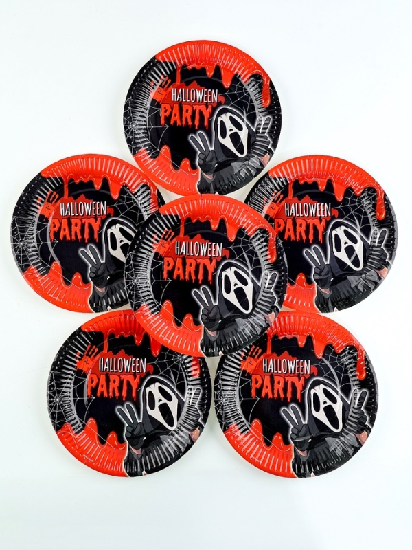 Набор бумажной посуды одноразовый Набор бумажной посуды одноразовый "Halloween party" 6 тарелок, 6 стаканов