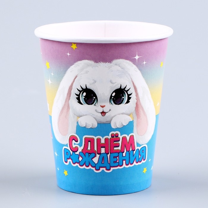 Набор бумажной посуды одноразовый Зайка&raquo;: 6 тарелок, 1 гирлянда, 6 стаканов