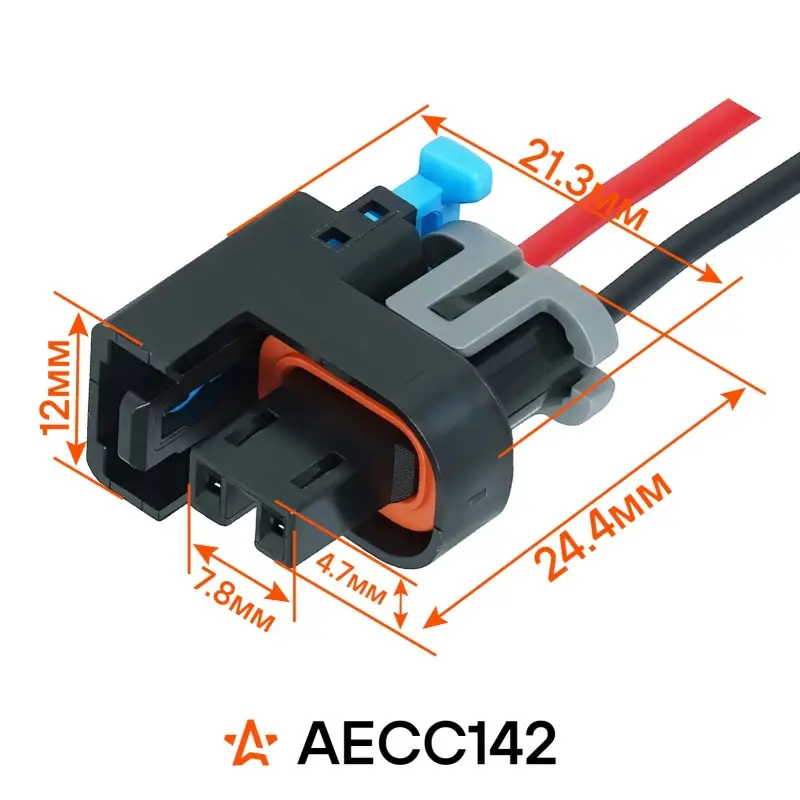 Разъем 2 pin с проводами для топливной форсунки Chevrolet Lacetti, Aveo, Lanos