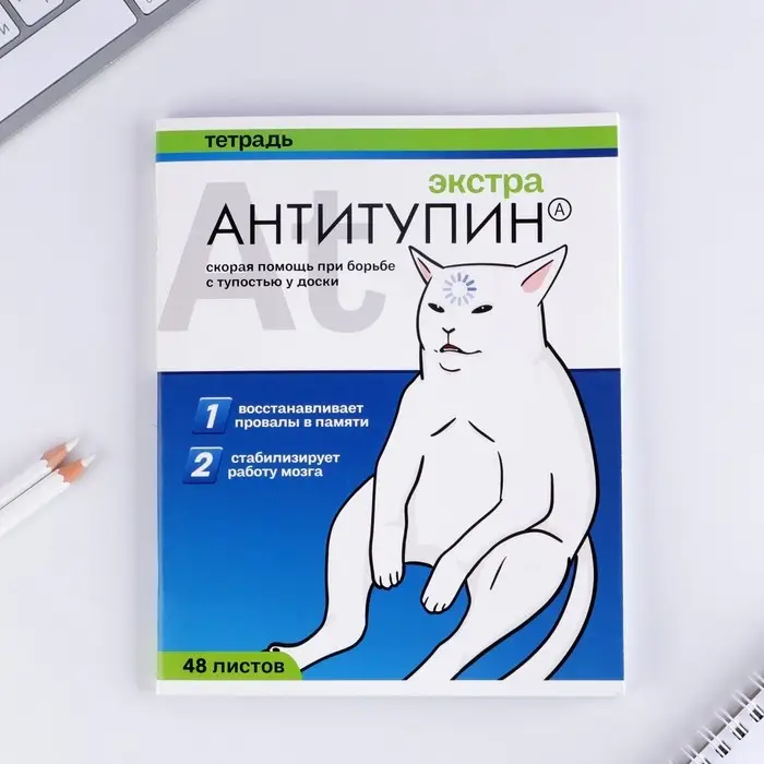 Тетрадь в клетку, 48 л., А5, на скрепке, блок №1 «Котики таблетки» МИКС Тетрадь в клетку, 48 л., А5, на скрепке, блок №1 «Котики таблетки» МИКС