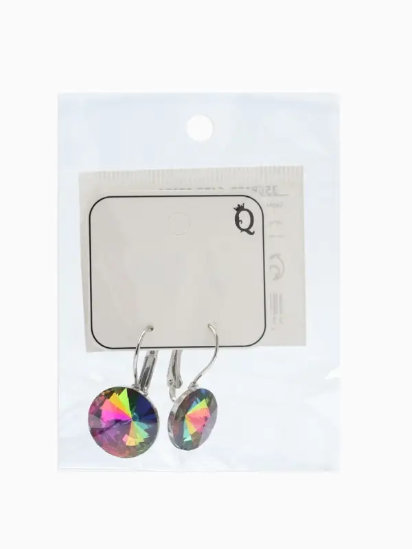 Серьги со стразами &laquo;Яркая классика&raquo;, разноцветный в серебре, d=1.6 см