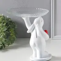 Копилка для денег с прозрачной подставкой для мелочей &laquo;Кролик&raquo;, полистоун, 22&times;21 см