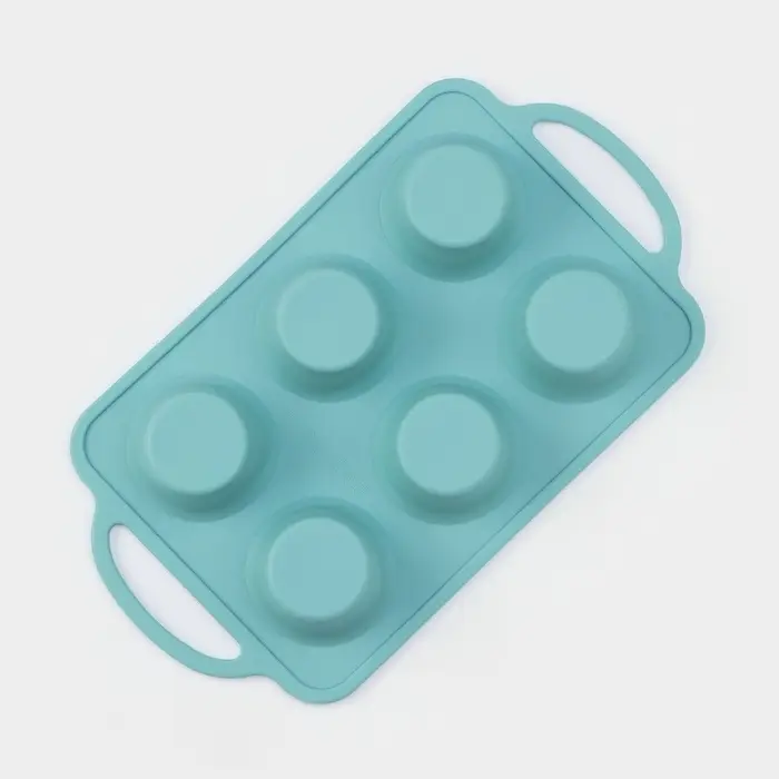 Форма для выпечки &laquo;Фигуры. Круг&raquo;, 32.5&times;18.5&times;4 см, 6 ячеек, (7&times;7&times;4 см), бирюзовая