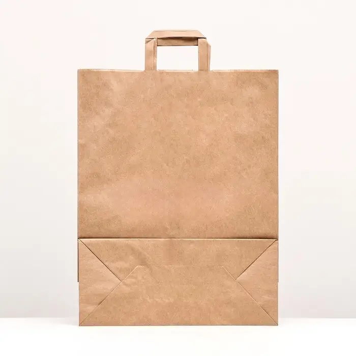 Пакет крафт без печати, плоская ручка 35×15×45 см