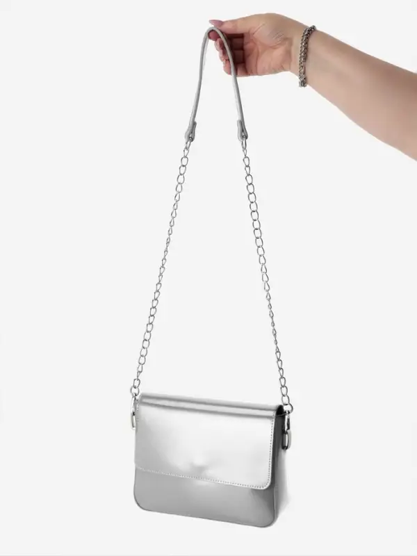 Ручка для сумки, с цепочками и карабинами, 120&times;1.8 см, цвет серебряный