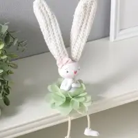 Сувенир полистоун "Заюшка с розовым бантиком в цветочной юбочке" длинные ножки 4,8х4х24,5 см   10928