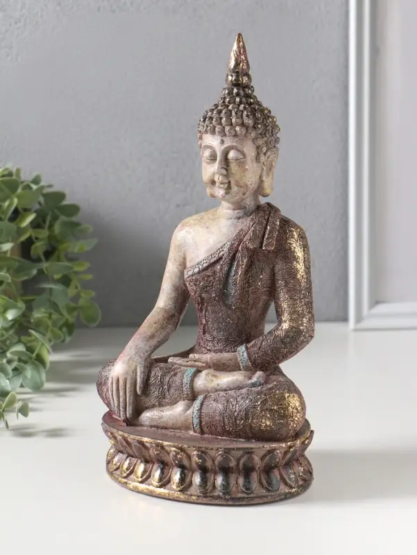 Фигура полистоун &laquo;Будда&raquo;, с золотой патиной, 10&times;14&times;25.5 см