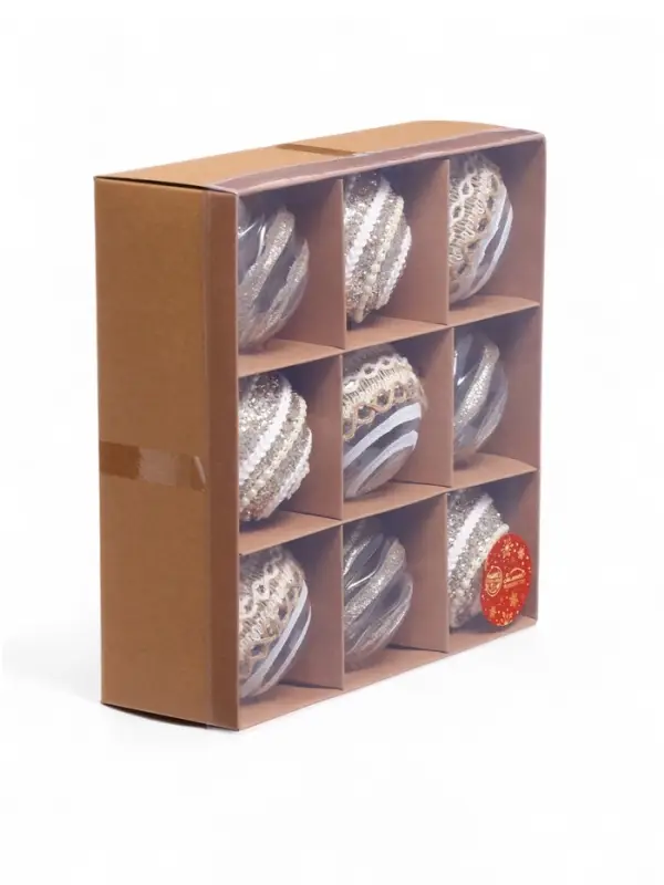 Набор шаров пластик d-8 см, 9 шт Набор шаров пластик d-8 см, 9 шт "Орсон" изысканность