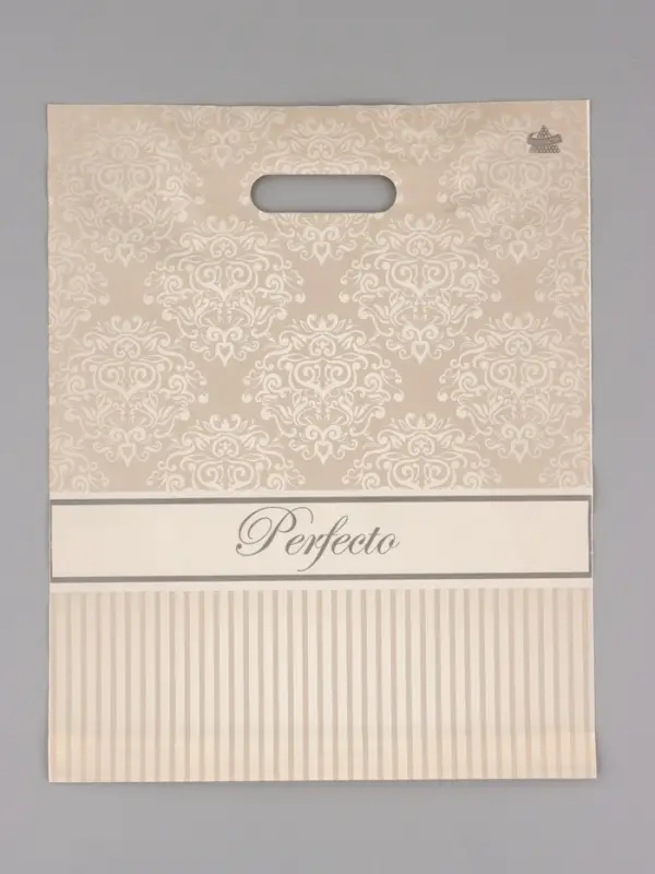 Пакет подарочный Перфекто Бежевое серебро  37 х 30 см 90 мкм