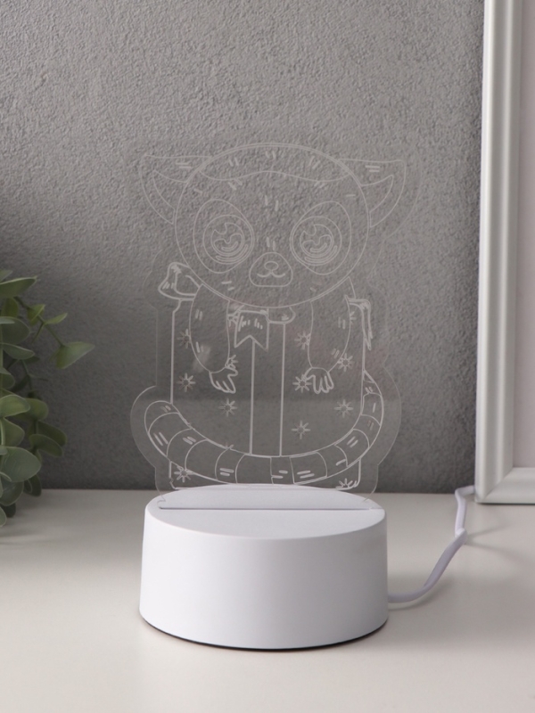 Светильник Светильник "Лемур на подарке" LED RGB от сети RISALUX 9,5х11,8х17 см