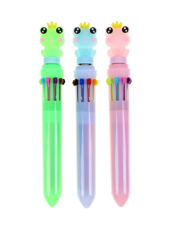 Ручка шариковая автоматическая 10-ти цветная, МИКС Лягушка-спиннер Ручка шариковая автоматическая 10-ти цветная, МИКС Лягушка-спиннер