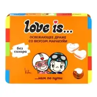Освежающие конфеты LOVE IS&hellip; в форме сердца со вкусом маракуйя, в блистере и обечайке, 10.8 г