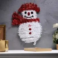 Светодиодная фигура из мишуры &laquo;Снеговик&raquo; 32&times;22 см, 20 LED, батарейки AG10&times;3 (в комплекте), свечение тёплое белое