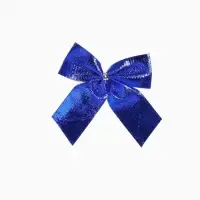 Ёлочные игрушки 6 шт. &laquo;Зимнее волшебство. Бантик неон&raquo; пластик, 8&times;7 см, синий