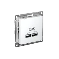 Розетка ATLASDESIGN USB A+A 5В 1 порт x 2,1 А 2   порта х 1,05 А механизм белый