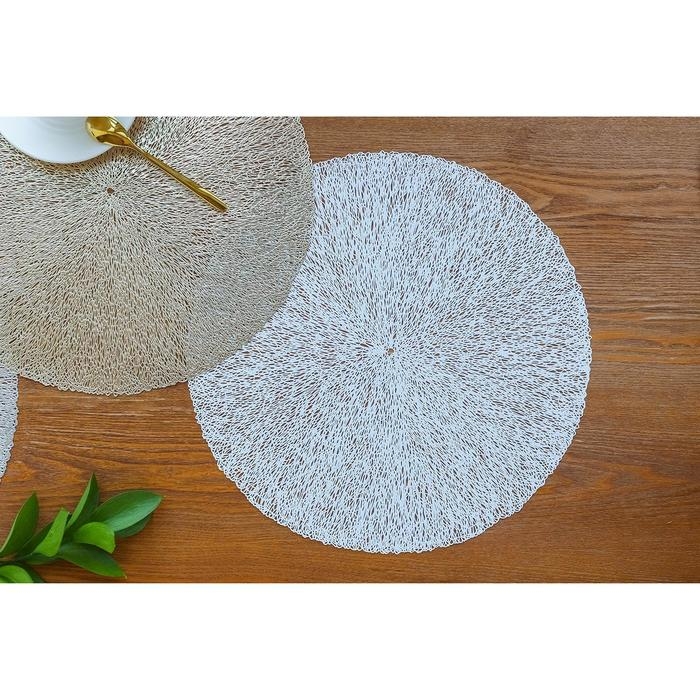 Набор салфеток сервировочных на стол Доляна «Соломка», d=38 см, 4 шт, цвет светло-серый Набор салфеток сервировочных на стол Доляна «Соломка», d=38 см, 4 шт, цвет светло-серый