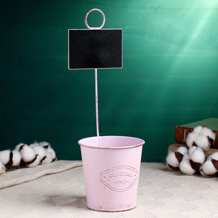 Кашпо  Кашпо "Ведерко Бьёрн" с табличкой для записей, МИКС, 10х8х10см