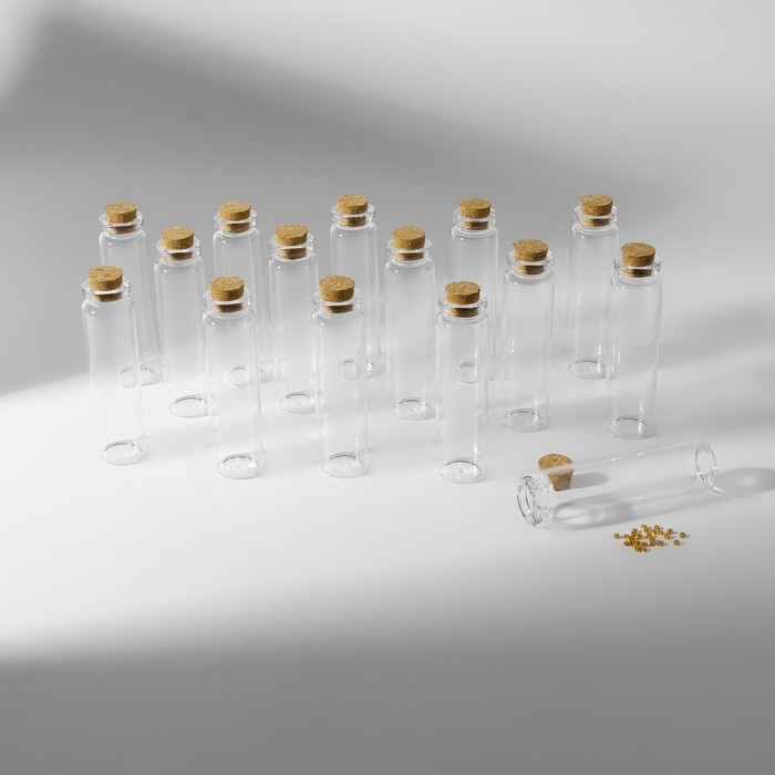 Набор баночек для хранения бисера, d=2.2 × 8 см, 15 шт., в контейнере, 11.8×7.8×8.6 см Набор баночек для хранения бисера, d=2.2 × 8 см, 15 шт., в контейнере, 11.8×7.8×8.6 см