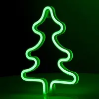 Неоновая вывеска &laquo;Ёлка&raquo; 19x25 см, от батареек ААх3, USB, свечение зелёное