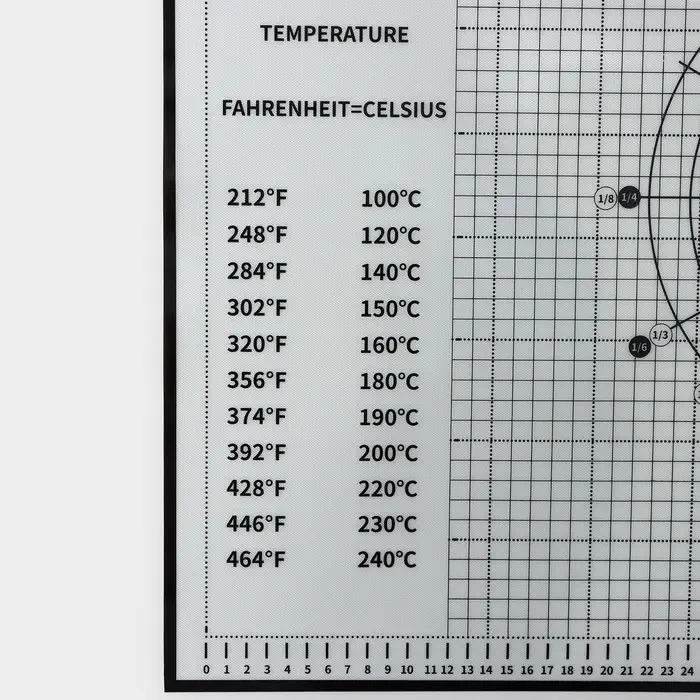 Коврик для выпечки и раскатки теста с разметкой, армированный, силикон, 60&times;50 см, чёрный