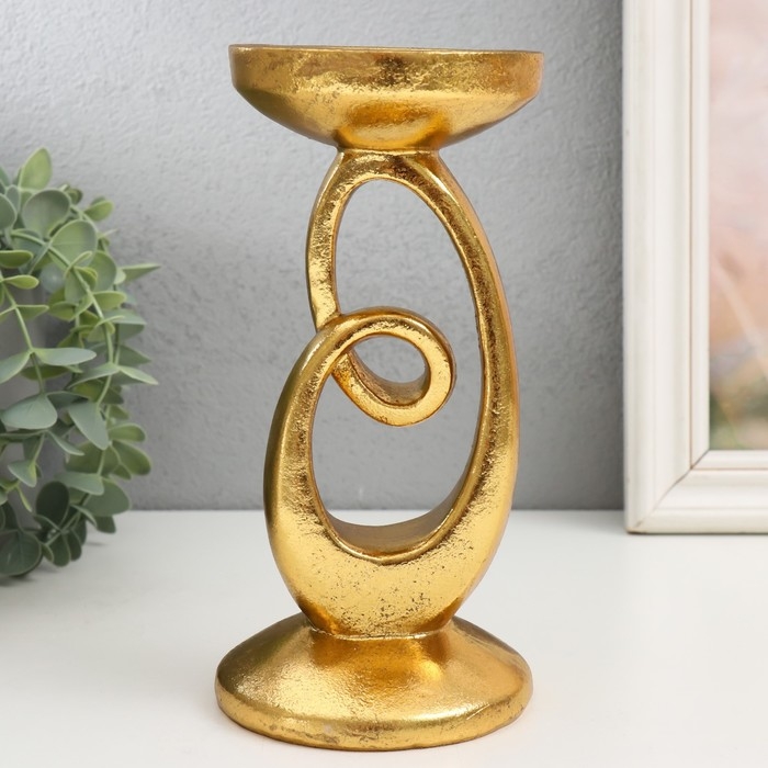 Подсвеник полистоун на 1 свечу  Подсвеник полистоун на 1 свечу "Петля" золото 10,5х10,5х20,5 см
