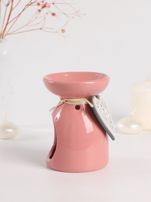 Аромалампа керамика Аромалампа керамика "Резное сердце" розовая 8х8х11,2 см