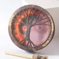 Шаманский бубен &laquo;Инь-ян и огонь&raquo;, музыкальный инструмент, с колотушкой, 5&times;25&times;25 см