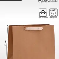 Пакет крафт без печати, горизонтальный, 27&times;10&times;21 см 260 г/м&sup2;